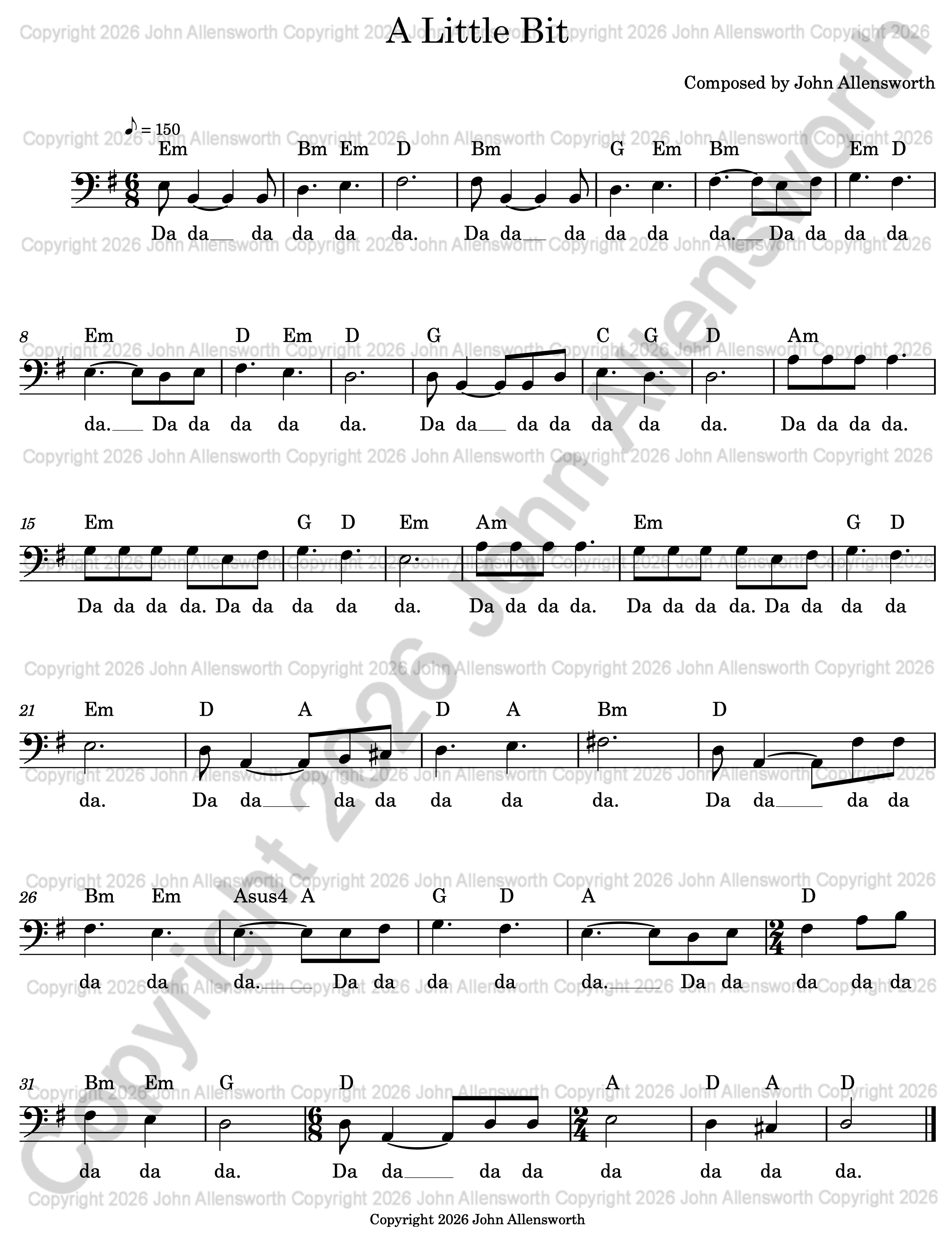 Just a Little Bit, composed by John Allensworth, copyright 2026